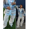 image:imageAelfric Eden Cardigan Sweater Open Front Casual Knit Cardigans Pinstripe Fashion Sweaters Y2k 2026 OutfitsBlue