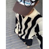 image:imageAelfric Eden Mens Striped Crochet Fall Sweaters Vinatge V Neck Pullover Sweater Long Sleeve Knit Textured SweaterBlack