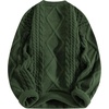 image:imageAelfric Eden Oversized Knit Sweater Solid Vintage Pullover Sweater Unisex Woven Crewneck Knitted TopsArmy Green