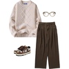 image:imageAelfric Eden Oversized Sweater 90s Vintage Cable Knit Long Sleeve Women Heavy Crewneck PulloverBeige