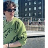 image:imageAelfric Eden Oversized Sweaters for Women Trendy Unisex Duck Graphic Knit Fall Sweater Streetwear Couple Crewneck PulloverGreen