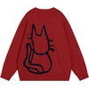 image:imageAelfric Eden Pullover Sweater Cute Printed Oversized Sweater Fall Winter Couple TopsRed