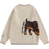 image:imageAelfric Eden Sweaters Hand Drawn Dachshund Jacquard Sweater Unisex Vintage Oversized Crewneck Pullover Y2k TopsApricot