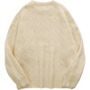 image:imageAelfric Eden Vintage Oversized Sweaters Crewneck Knit Pullover Baggy Loose Casual Cable Sweater 2025 Fall ClothesLight Khaki