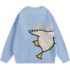 image:imageAelfric Eden Womens Goose Jacquard Sweater Oversized Sweaters Fuzzy Chunky Warm Pullover SweaterBlue