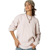 image:imageAelfric Eden Womens Oversized Cable Knit Crewneck Sweaters Long Sleeve Sweater Chunky Loose Outfits PulloverBeige