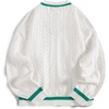 image:imageAelfric Eden Womens Oversized Cable Knit V Neck Sweaters Oversized Pullover Fall Fashion OutfitsWhitegreen