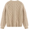 image:imageAelfric Eden Womens Oversized Sweaters Cable Knit Chunky Sweater Lantern Sleeve Crewneck Pullover Loose OutfitsBeige