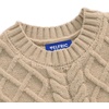 image:imageAelfric Eden Womens Oversized Sweaters Cable Knit Chunky Sweater Lantern Sleeve Crewneck Pullover Loose OutfitsBeige