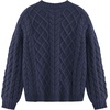 image:imageAelfric Eden Womens Oversized Sweaters Cable Knit Chunky Sweater Lantern Sleeve Crewneck Pullover Loose OutfitsNavy Blue