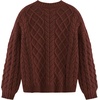 image:imageAelfric Eden Womens Oversized Sweaters Cable Knit Chunky Sweater Lantern Sleeve Crewneck Pullover Loose OutfitsRed