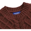 image:imageAelfric Eden Womens Oversized Sweaters Cable Knit Chunky Sweater Lantern Sleeve Crewneck Pullover Loose OutfitsRed