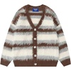 image:imageAelfric Eden Color Blocking Striped Fuzzy Cardigan Crewneck Vintage Oversized Button Down Knit Cardigans Sweater TopsBrown