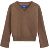 image:imageAelfric Eden Cropped Sweater for Women VNeck Flare Sleeve Crop Sweater Oversized Pullover Jumper Knit TopsBrown
