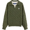 image:imageAelfric Eden Oversized Sweater Fake Two Classic Basic Polo V Neck Sweaters Casual Soft Knit Pullover Streetwear TopsGreen