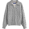 image:imageAelfric Eden Oversized Sweater Fake Two Classic Basic Polo V Neck Sweaters Casual Soft Knit Pullover Streetwear TopsLight Gray