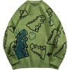 image:imageAelfric Eden Oversized Sweaters for Women Trendy Unisex Duck Graphic Knit Fall Sweater Streetwear Couple Crewneck PulloverGreen