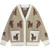 image:imageAelfric Eden Womens Hand Drawn Dachshund Cardigan Sweater V Neck Long Sleeve Open Front Button Down Outwear Knitted CoatsLighht Brown