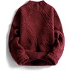 image:imageAelfric Eden Womens Oversized Cable Knit Chunky Sweater Mock Neck Long Sleeve Heart Knit Pullover Sweater 2025 Fall OutfitRed