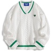 image:imageAelfric Eden Womens Oversized Cable Knit V Neck Sweaters Oversized Pullover Fall Fashion OutfitsWhitegreen