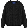 image:imageAelfric Eden Womens Oversized Sweaters Cable Knit Chunky Sweater Lantern Sleeve Crewneck Pullover Loose OutfitsBlack