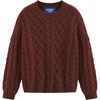 image:imageAelfric Eden Womens Oversized Sweaters Cable Knit Chunky Sweater Lantern Sleeve Crewneck Pullover Loose OutfitsRed
