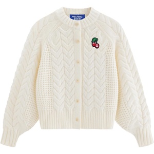 image:imageAelfric Eden Chunky Cardigan Sweaters for Women Oversized Cable Knit Open Front Cardigans Long Sleeve Crewneck Trendy OutfitsWhite Cherries