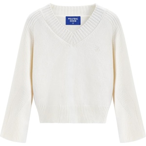 image:imageAelfric Eden Cropped Sweater for Women VNeck Flare Sleeve Crop Sweater Oversized Pullover Jumper Knit TopsApricot