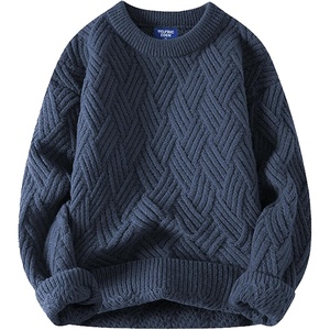 image:imageAelfric Eden Vintage Oversized Sweaters Crewneck Knit Pullover Baggy Loose Casual Cable Sweater 2025 Fall ClothesNavy Blue