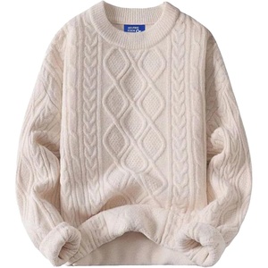 image:imageAelfric Eden Womens Oversized Cable Knit Crewneck Sweaters Long Sleeve Sweater Chunky Loose Outfits PulloverBeige