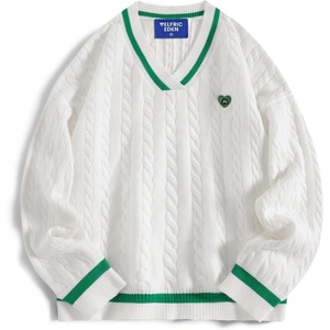 image:imageAelfric Eden Womens Oversized Cable Knit V Neck Sweaters Oversized Pullover Fall Fashion OutfitsWhitegreen