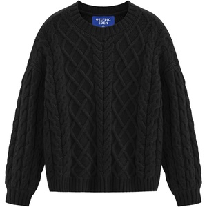 image:imageAelfric Eden Womens Oversized Sweaters Cable Knit Chunky Sweater Lantern Sleeve Crewneck Pullover Loose OutfitsBlack