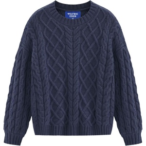 image:imageAelfric Eden Womens Oversized Sweaters Cable Knit Chunky Sweater Lantern Sleeve Crewneck Pullover Loose OutfitsNavy Blue