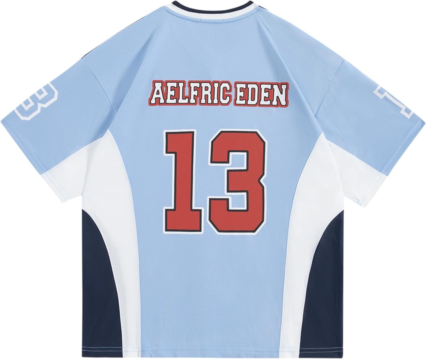 image:imageAelfric Eden Jersey Shirts Color Blocking VNeck Tee Oversized Vintage T Shirt Short Sleeve Casual Summer TopsLight Blue