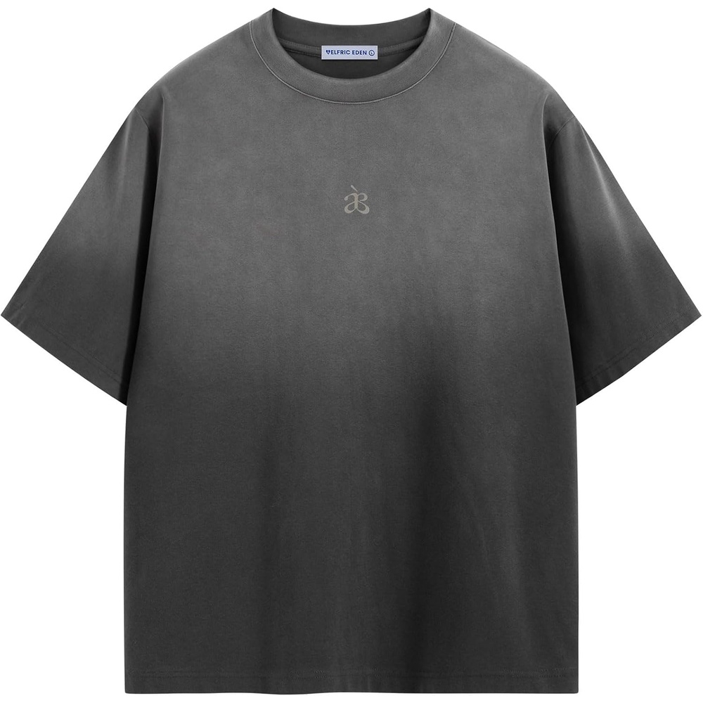 image:imageAelfric Eden Mens Oversized TShirts Heavyweight Cotton Gradient Wash Tshirt Loose Fit Short Sleeve Vintage Tees02dark Grey