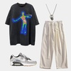 image:imageAelfric Eden Mens Oversized T Shirts Tees Distorted Portrait Print Crew Neck Cotton Tops Streetwear Casual ShirtBlack