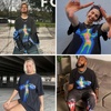 image:imageAelfric Eden Mens Oversized T Shirts Tees Distorted Portrait Print Crew Neck Cotton Tops Streetwear Casual ShirtBlack