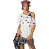 image:imageAelfric Eden Star Graphic Off The Shoulder Tee Womens Oversized Graphic Tees Short Sleeve Summer Cute T Shirts Y2K TopsWhiteblue