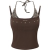 image:imageAelfric Eden Women Sexy Leopard Halter Backless Tank Top Y2k Trendy Studded Camisole Crop TopsBrown