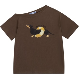 image:imageAelfric Eden Dachshund Off The Shoulder Tshirts Womens Oversized Graphic Tees Short Sleeve Summer Cute T Shirts Y2K TopsBrown