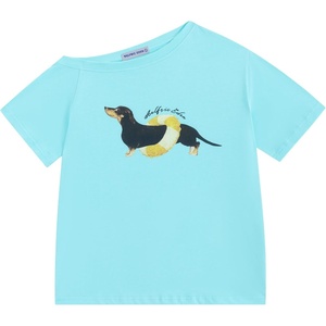 image:imageAelfric Eden Dachshund Off The Shoulder Tshirts Womens Oversized Graphic Tees Short Sleeve Summer Cute T Shirts Y2K TopsLake Blue