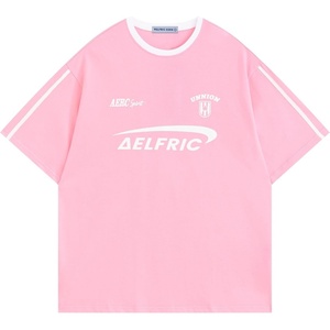 image:imageAelfric Eden Graphic Tees Y2k Women Oversized T Shirts Striped Patchwork Crewneck Unisex Streetwear TopsPink