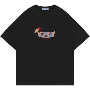 image:imageAelfric Eden Mens Oversized Graphic Tees Dog Embroidery Casual Women Tshirts Short Sleeve Top Cotton Cute Tee ShirtBlack
