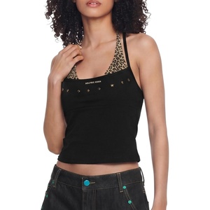image:imageAelfric Eden Women Sexy Leopard Halter Backless Tank Top Y2k Trendy Studded Camisole Crop TopsBlack