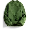 image:imageAelfric Eden Womens Oversized Cable Knit Chunky Sweater Mock Neck Long Sleeve Heart Knit Pullover Sweater 2026 Fall OutfitGreen