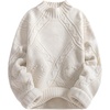 image:imageAelfric Eden Womens Oversized Cable Knit Chunky Sweater Mock Neck Long Sleeve Heart Knit Pullover Sweater 2026 Fall OutfitWhite