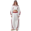 image:imageAelfric Eden Cropped Contrast Stripe Zip Up Hoodie Y2K Long Sleeve Crop Sweatshirts Casual Hooded JacketGrey