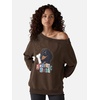 image:imageAelfric Eden Dachshund Off The Shoulder Sweatshirt for Women Cute Dog Graphic Oversized Long Sleeve Pullover Y2K TopBrown