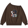 image:imageAelfric Eden Dachshund Off The Shoulder Sweatshirt for Women Cute Dog Graphic Oversized Long Sleeve Pullover Y2K TopBrown