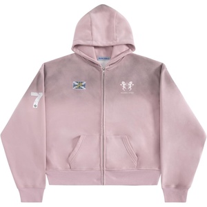 image:imageAelfric Eden Boxy 77 Zip Up Hoodie Vintage Washed Graphic Fleece Hooded Sweatshirt Streetwear Varsity JacketPink